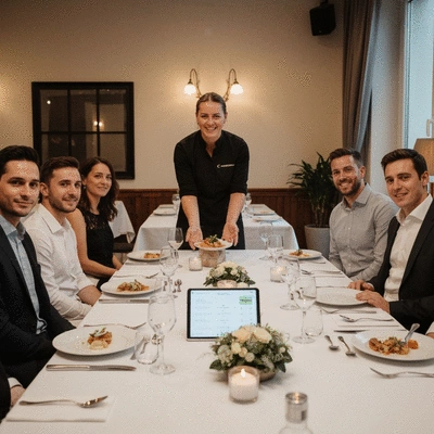 Couple discutant avec un traiteur pour leur menu de mariage à Besançon