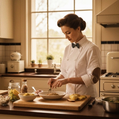 Chef preparing allergy-friendly meal in a professional kitchen