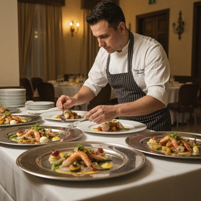 Chef traiteur préparant des plats raffinés pour un mariage à Besançon