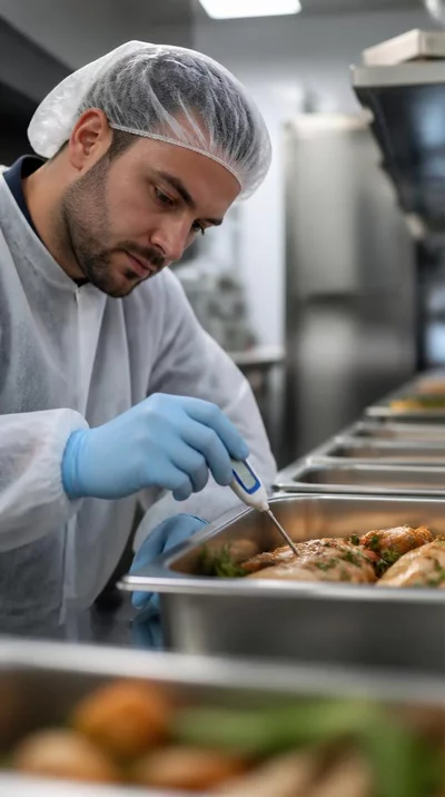 Food safety inspection with a thermometer