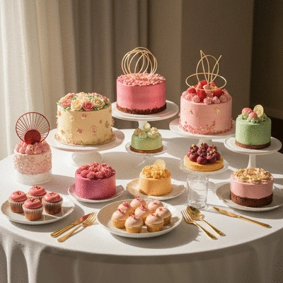 Assortiment de desserts d'anniversaire colorés et élégants sur une table de fête