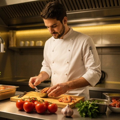 Chef cuisinier préparant des plats raffinés pour un mariage à Besançon