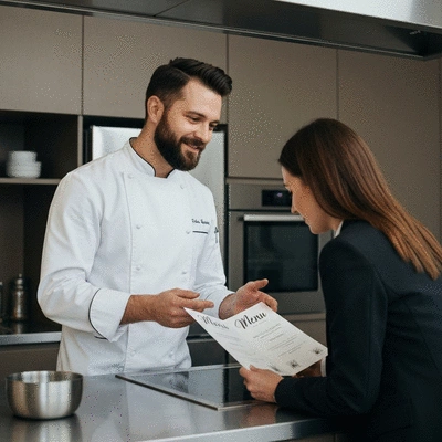 Chef presenting a personalized menu