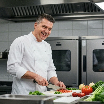 Chef preparing fresh, local ingredients for a bespoke menu