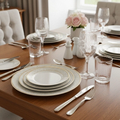 Elegant table setting for a gastronomic reception